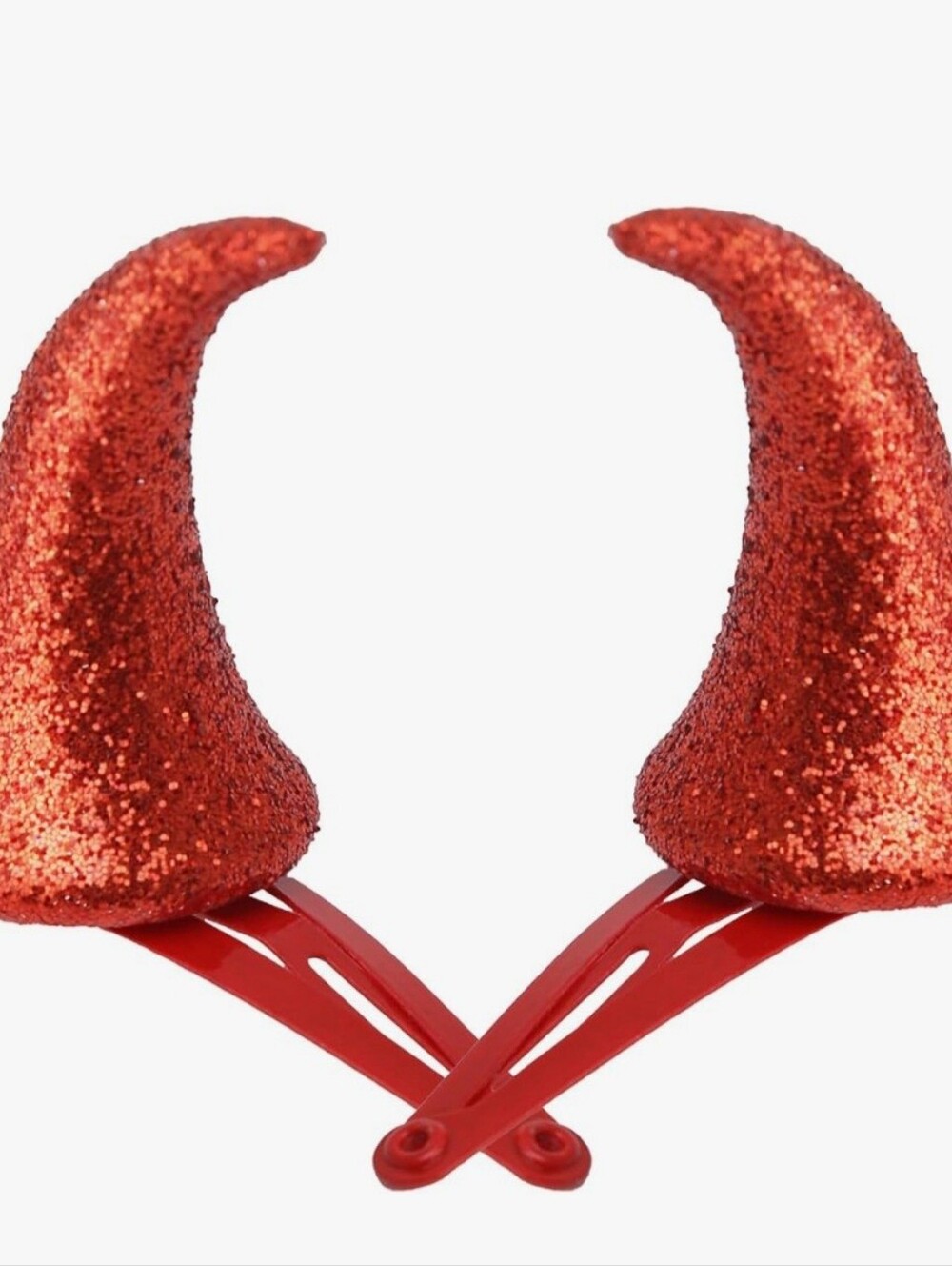 Devil Horn Hair Clips, Red Glitter Clip-On Halloween Horns